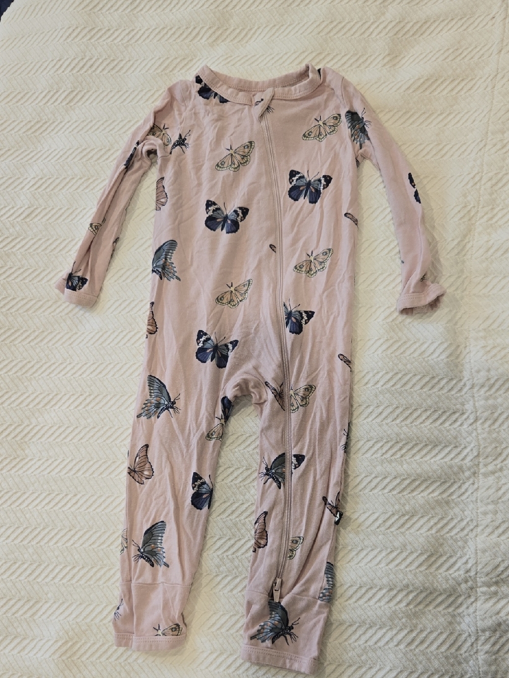 Kyte BABY Pink Butterfly-Print One-Piece Footie